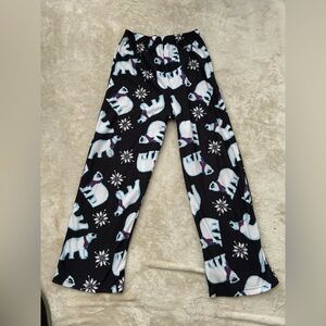Kids Polar Bear Pajama Bottoms - Black and White